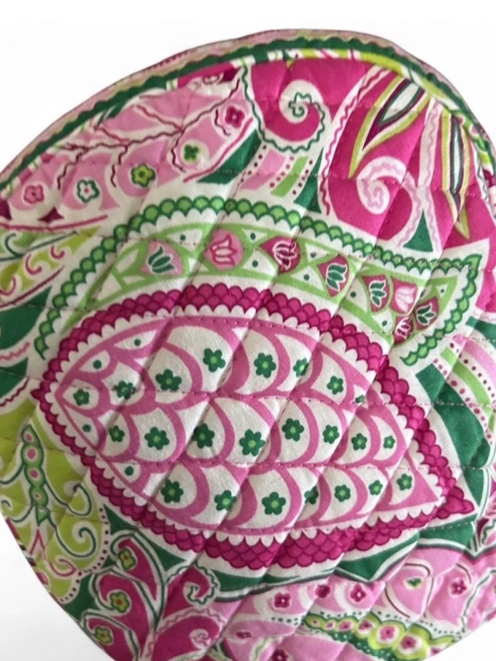 Quilted Pink & Green Patterned Cosmetic Case